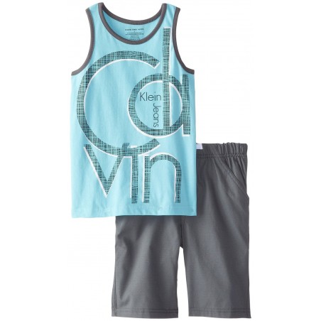 Calvin Klein Little Boys' Blue Tank Top with Gray Shorts