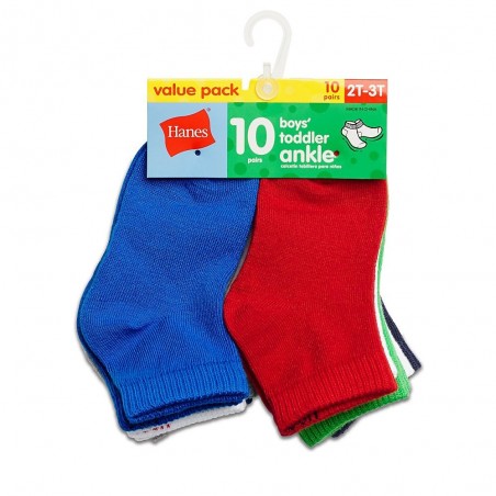 27/10 Hanes Boys' Infant/Toddler Ankle 10-Pack 