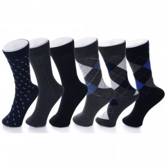 Alpine Swiss 6 Pack Mens Cotton Dress Socks Mid Calf Argyle Pattern Solids Set