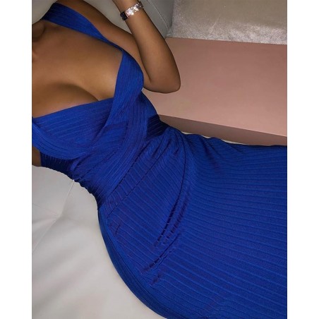 Sleeveless Ribbed Detail Bodycon Dress