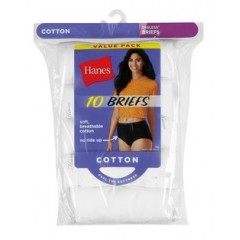 Hanes Women's Cotton White Brief 10-Pack