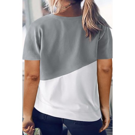 Black Crew Neck Colorblock Plus Size Tee