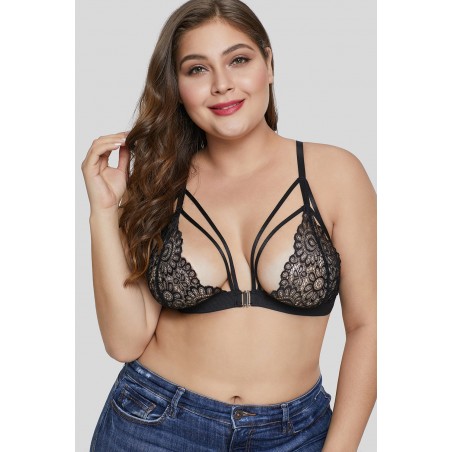 Black Floral Plus Size Bralette