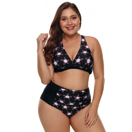 Black 2pcs Starry High Waisted Bathing Suit