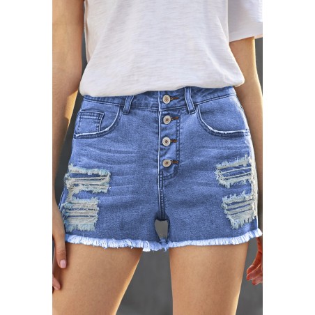 Blue Gypsy Mid-rise Distressed Denim Shorts