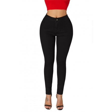 High Waist Skinny Jeans with Round Pockets