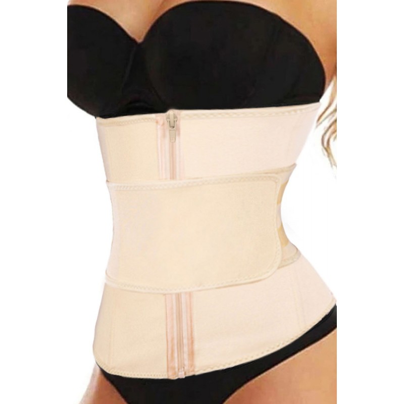 Nude Zipper Front Lose Weight Tummy Compression Belt Waist Trainer