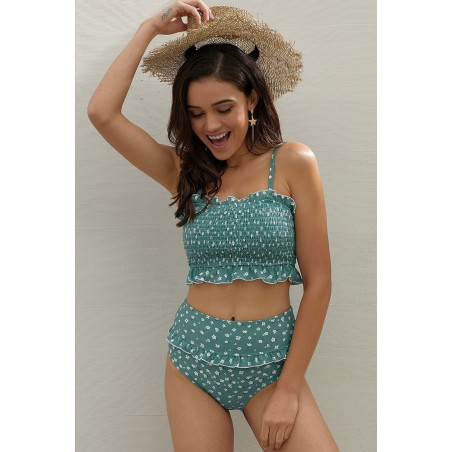 Floral Print Crop Top Bikini Set