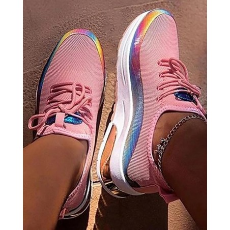 Colorblock Lace-up Breathable Sneakers