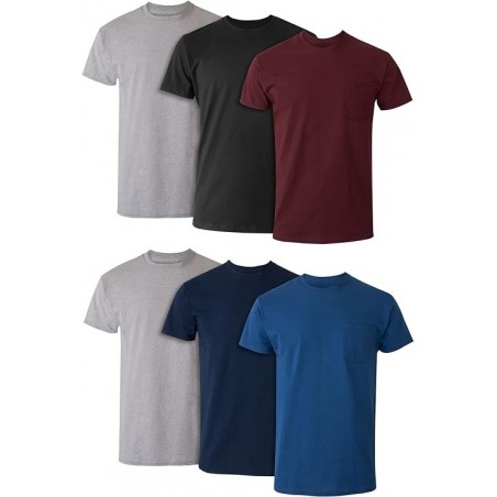 Hanes Men's T-Shirt, Moisture-Wicking Cotton Crewneck Pocket Tees, 6-Pack