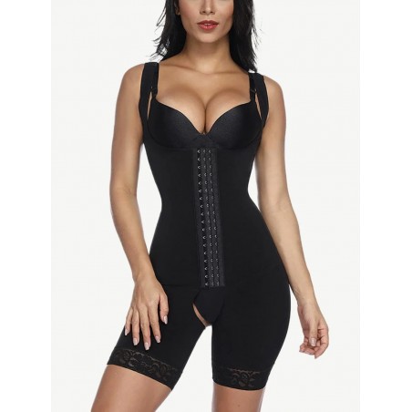 Hook Open Crotch Underbust Bodysuit Big Size