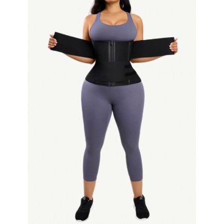 Steel Boned Tummy Control Waist Trainer with Double Belts