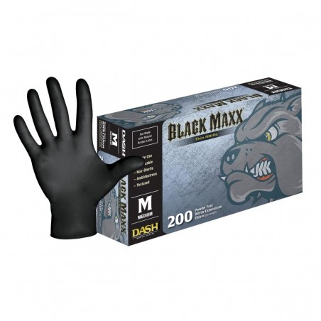 Dash Black Maxx Thin Nitrile Disposable Exam Gloves - Black - 3 mil - Box of 200