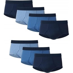 Hanes Ultimate Men's Brief Underwear Pack, Full-Rise, Moisture-Wicking Cotton, Blue Assorted/White, 7-Pack