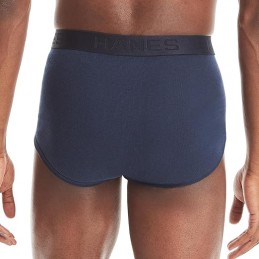 Hanes Ultimate Men's Brief Underwear Pack, Full-Rise, Moisture-Wicking Cotton, Blue Assorted/White, 7-Pack