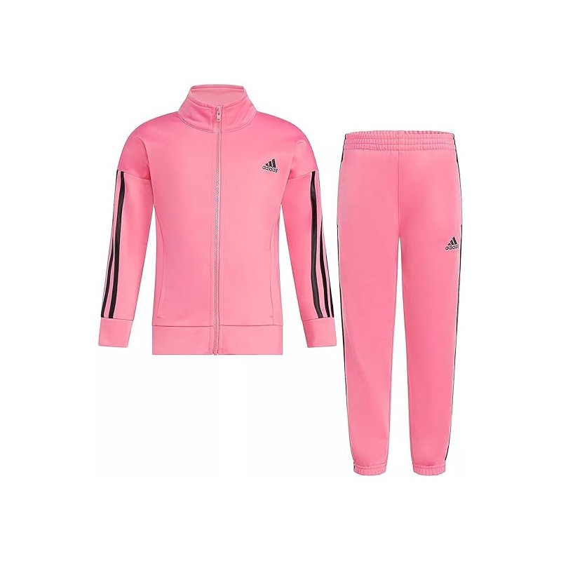 adidas Girls Zip Front Classic Tricot Jacket and Jogger Track Set