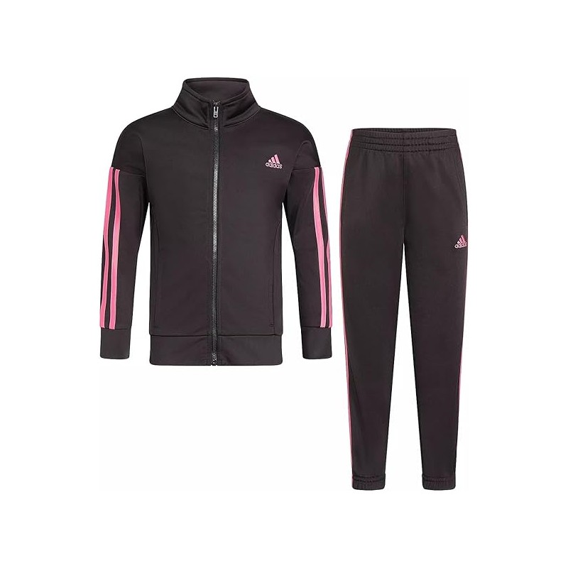 adidas Girls Zip Front Classic Tricot  Joggers Set