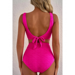 Rose Red Gold Shell Decor Wire-free Knotted 2pcs Bikini Swimsuit